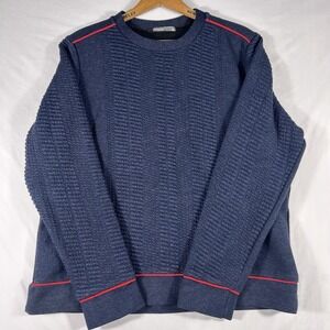 Zara Navy Blue Sweater with Red Accents